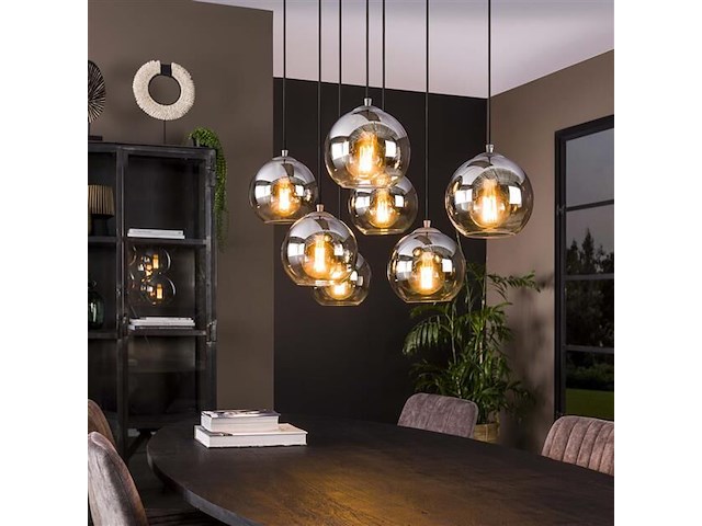 Hanglamp bessy 7 lampkappen-oud zilver - afbeelding 1 van  4