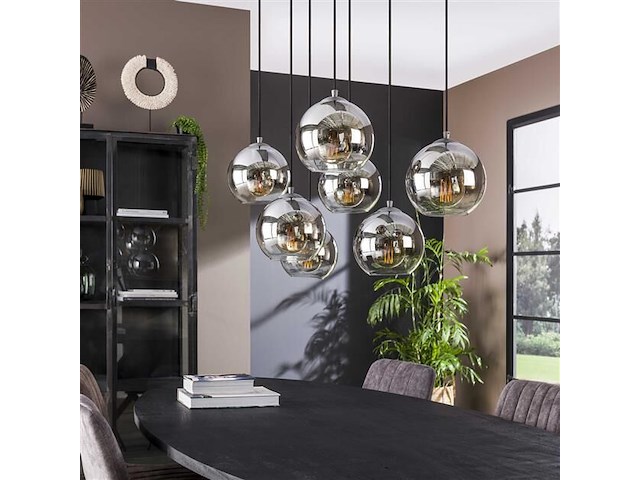Hanglamp bessy 7 lampkappen-oud zilver - afbeelding 2 van  4