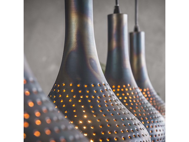 Hanglamp cone 4 lampenkappen - zwart/bruin - afbeelding 2 van  5