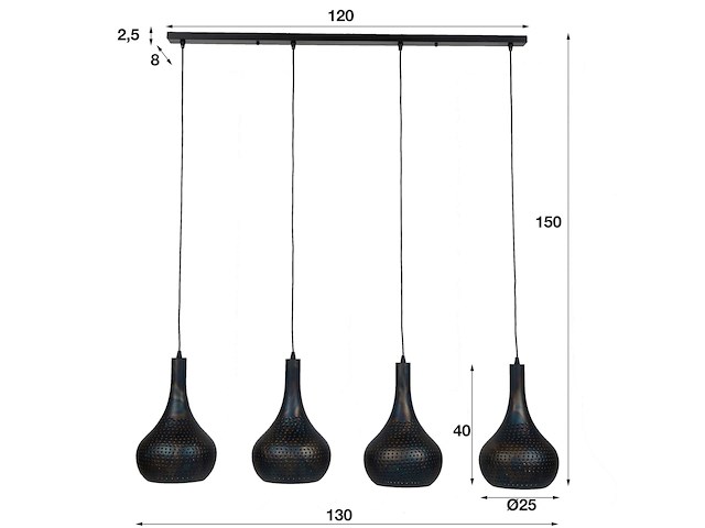 Hanglamp cone 4 lampenkappen - zwart/bruin - afbeelding 5 van  5