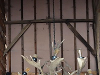 Hanglamp gemaakt uit geweien & 8x muurlamp