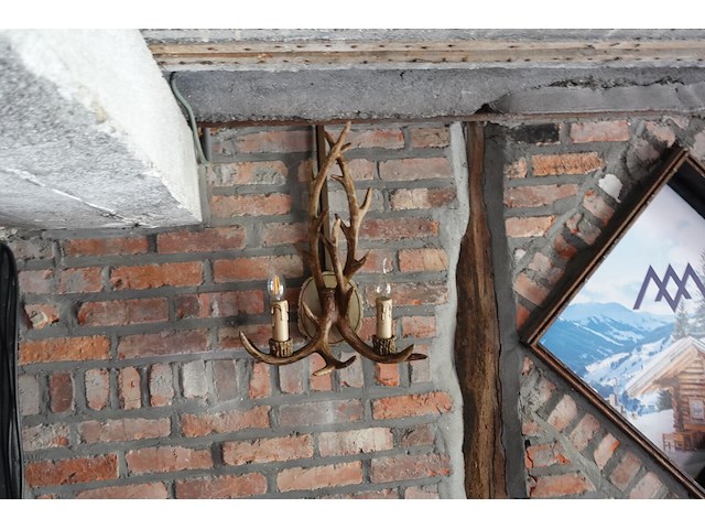 Hanglamp gemaakt uit geweien & 8x muurlamp - afbeelding 2 van  7