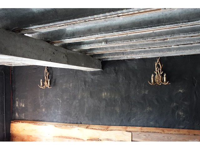 Hanglamp gemaakt uit geweien & 8x muurlamp - afbeelding 4 van  7