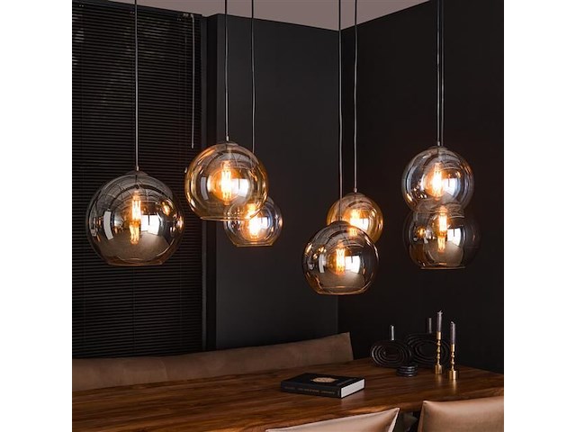 Hanglamp glenn-chroom/amber/lichtgrijs - afbeelding 1 van  6
