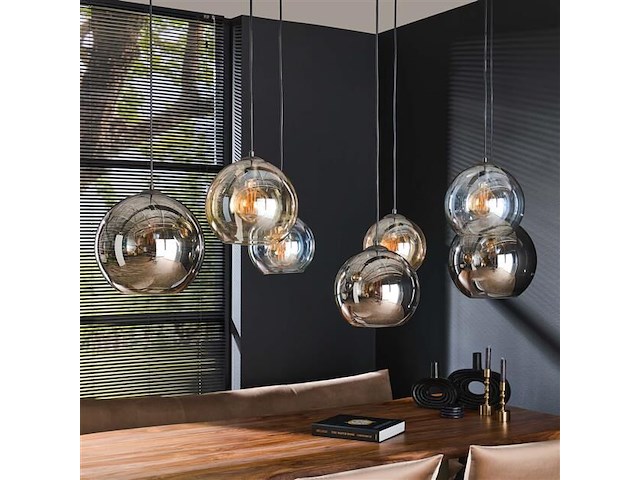 Hanglamp glenn-chroom/amber/lichtgrijs - afbeelding 2 van  6