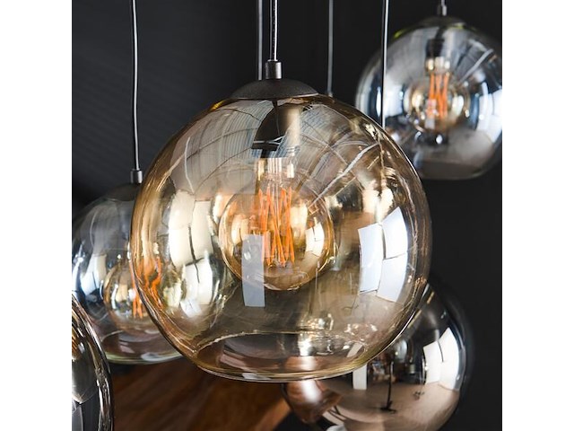 Hanglamp glenn-chroom/amber/lichtgrijs - afbeelding 4 van  6