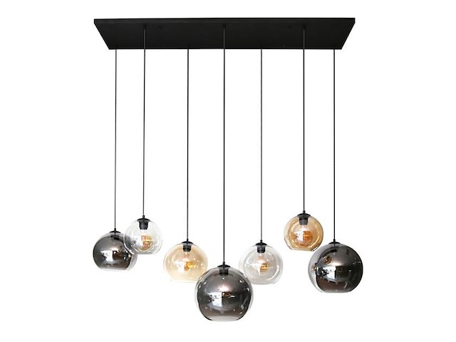 Hanglamp glenn-chroom/amber/lichtgrijs - afbeelding 5 van  6