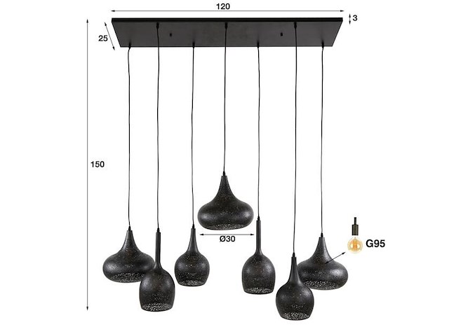 Hanglamp zeppos 120 cm-artic zwart - afbeelding 5 van  5