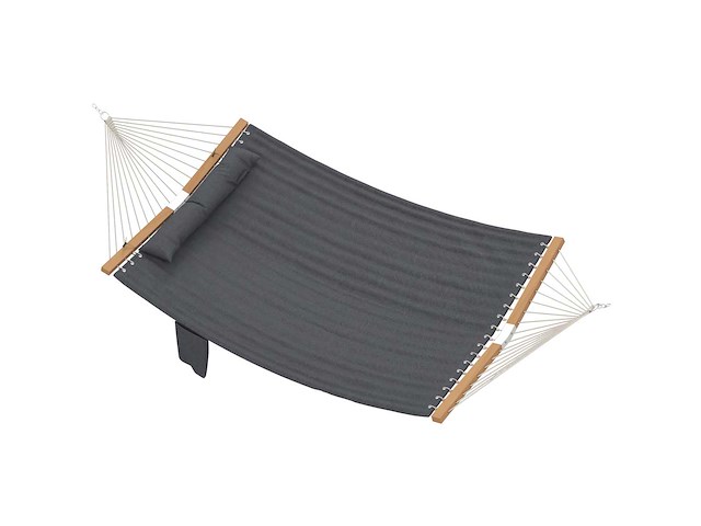 Hangmat 325 cm met extra lang kussen, gewatteerde stof - afbeelding 2 van  4
