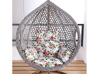 Hangstoel 108 cm breed - hoogte 200 cm - grijs frame / wit kussen met print - afbeelding 2 van  2