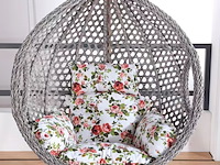 Hangstoel 108 cm breed - hoogte 200 cm - grijs frame / wit kussen met print - afbeelding 1 van  2