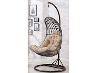 Hangstoel 80 cm breed - hoogte 195 cm - wit frame / mokka kussens - afbeelding 1 van  5