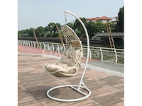 Hangstoel 80 cm breed - hoogte 195 cm - wit frame / mokka kussens - afbeelding 3 van  5