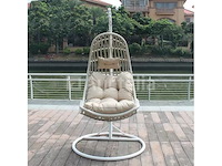 Hangstoel 80 cm breed - hoogte 195 cm - wit frame / mokka kussens - afbeelding 4 van  5