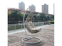 Hangstoel 80 cm breed - hoogte 195 cm - wit frame / mokka kussens - afbeelding 5 van  5