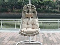 Hangstoel 80 cm breed - hoogte 195 cm - wit frame / mokka kussens - afbeelding 4 van  5