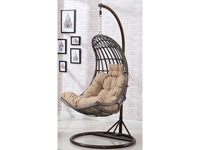 Hangstoel 80 cm breed - hoogte 195 cm - wit frame / mokka kussens - afbeelding 1 van  5