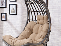 Hangstoel 80 cm breed - hoogte 195 cm - wit frame / mokka kussens - afbeelding 1 van  5