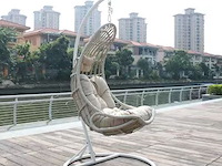 Hangstoel 80 cm breed - hoogte 195 cm - wit frame / mokka kussens - afbeelding 4 van  5