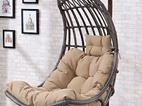 Hangstoel 80 cm breed - hoogte 195 cm - wit frame / mokka kussens - afbeelding 2 van  5