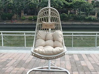 Hangstoel 80 cm breed - hoogte 195 cm - wit frame / mokka kussens - afbeelding 3 van  5