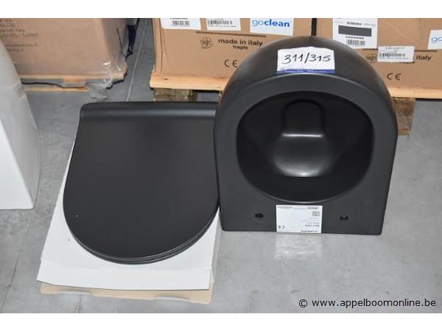 Hangtoilet flaminia ap118g carbone, goclean vv wc zitting flaminia slim soft close - afbeelding 1 van  2