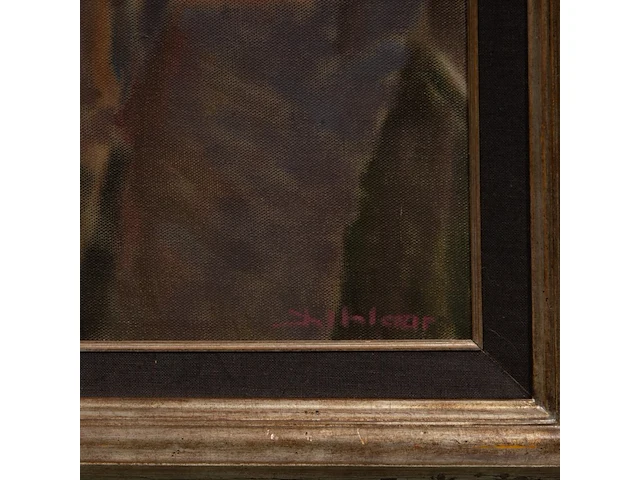 Hans kitslaar (1944), two children reading, oil on canvas 100 x 80 cm. (39.36 x 31 1/2 in.), frame: 127 x 106 cm. (50 x 41.72 in.) - afbeelding 4 van  5