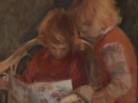 Hans kitslaar (1944), two children reading, oil on canvas 100 x 80 cm. (39.36 x 31 1/2 in.), frame: 127 x 106 cm. (50 x 41.72 in.) - afbeelding 5 van  5