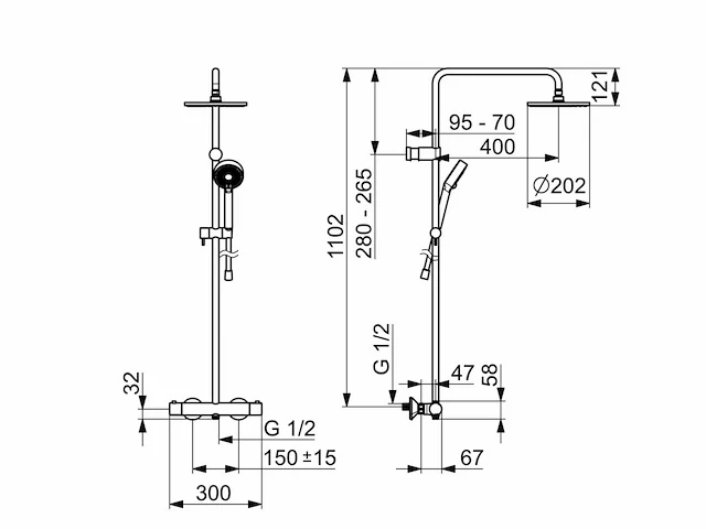 Hansa unita showerpipe regendouche kraan - afbeelding 2 van  2