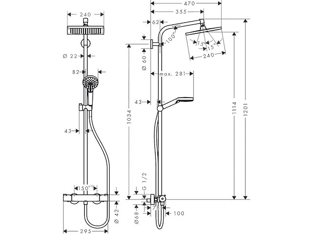 Hansgrohe crometta douchesysteem - afbeelding 2 van  5