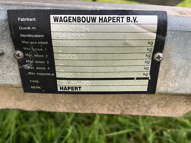 Hapert - plateau aanhangwagen - aanhangwagen - afbeelding 12 van  12
