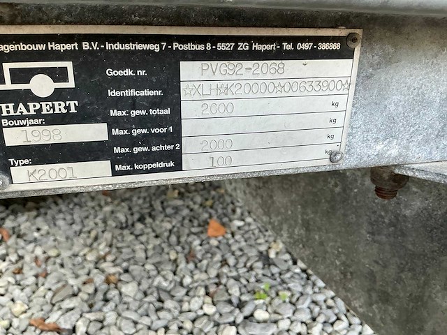 Hapert k2001 aanhangwagen - afbeelding 4 van  12