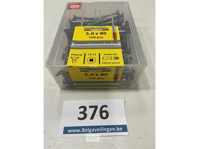 Hardhoutschroef 5x80 rvs 100 stuks - afbeelding 2 van  3