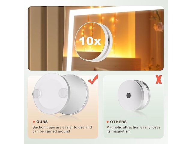 Hasipu make-upspiegel met verlichting (100 x 71,9 cm) - afbeelding 3 van  6