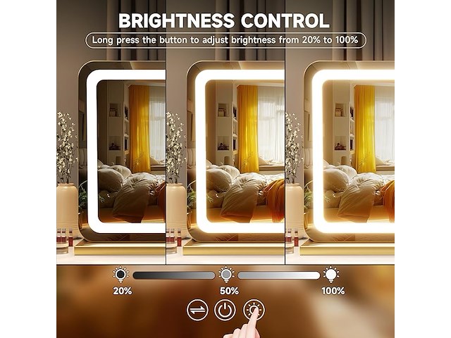 Hasipu make-upspiegel met verlichting (58 x 48 cm) - afbeelding 4 van  6