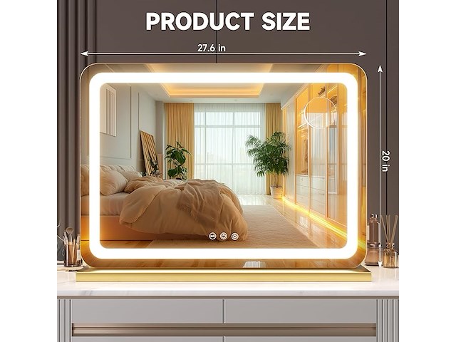 Hasipu make-upspiegel met verlichting (58 x 48 cm) - afbeelding 5 van  6