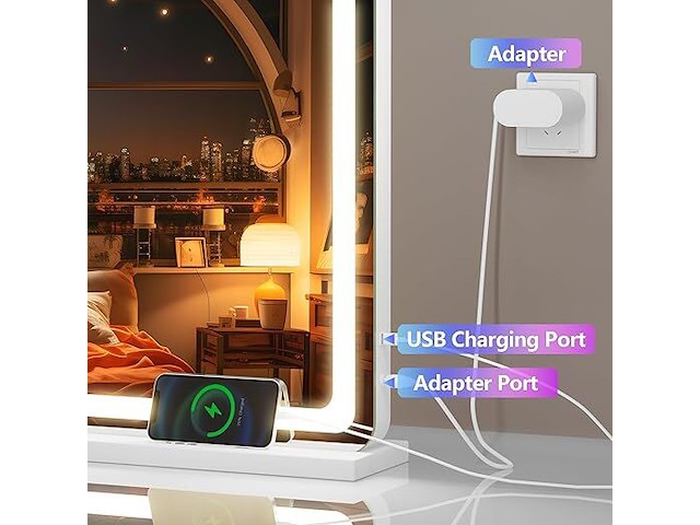 Hasipu make-upspiegel met verlichting (58 x 48 cm) - afbeelding 2 van  5