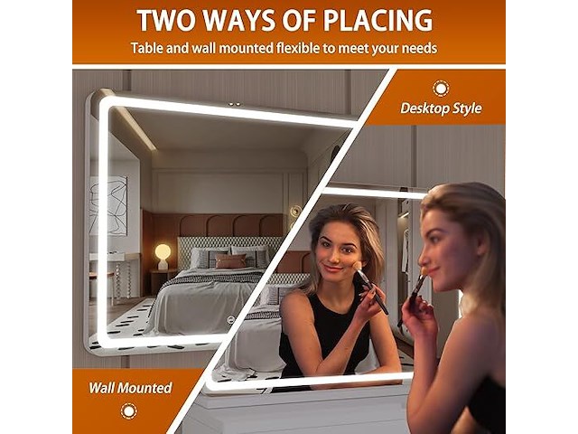 Hasipu make-upspiegel met verlichting (58 x 48 cm) - afbeelding 3 van  5