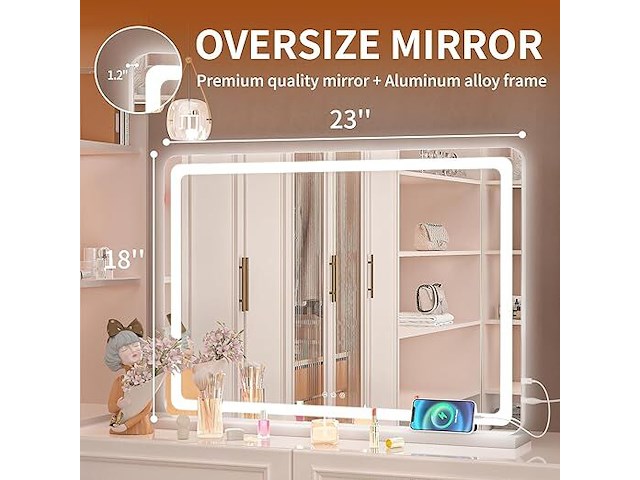 Hasipu make-upspiegel met verlichting (58 x 48 cm) - afbeelding 4 van  5