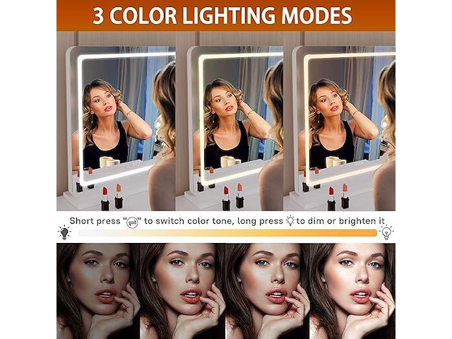 Hasipu make-upspiegel met verlichting (58 x 48 cm) - afbeelding 5 van  5