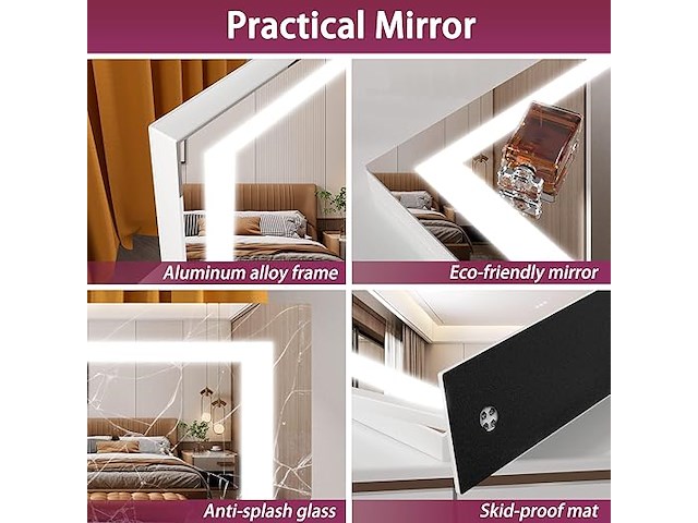 Hasipu make-upspiegel met verlichting (61,5 x 50 cm) - afbeelding 3 van  4