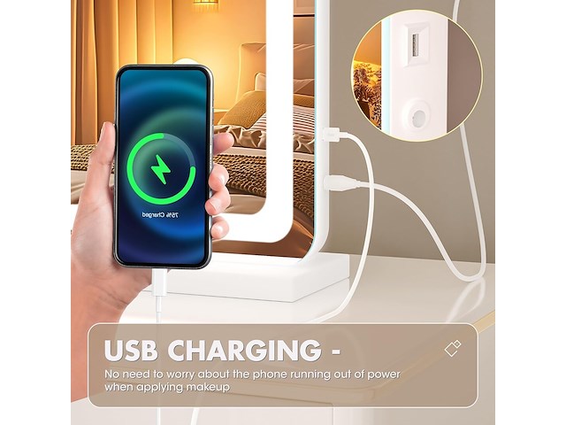 Hasipu make-upspiegel met verlichting (80 x 50 cm) - afbeelding 2 van  5