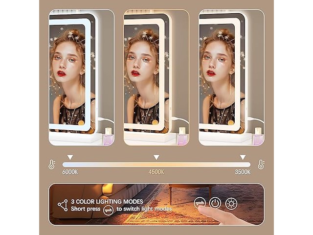 Hasipu make-upspiegel met verlichting (80 x 50 cm) - afbeelding 4 van  5