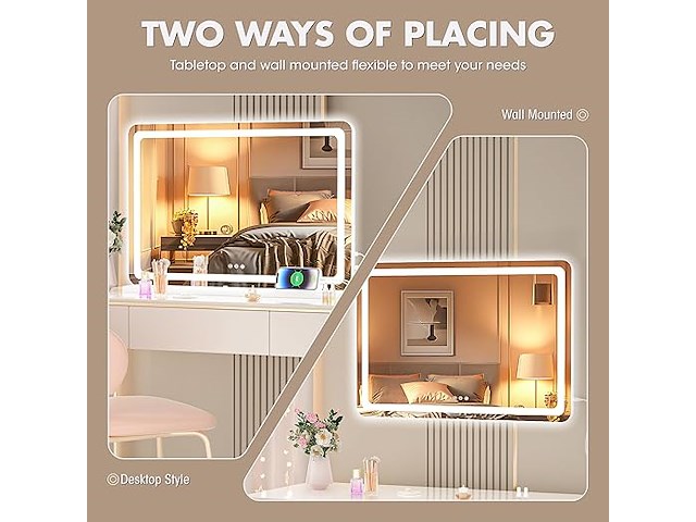 Hasipu make-upspiegel met verlichting (80 x 50 cm) - afbeelding 5 van  5