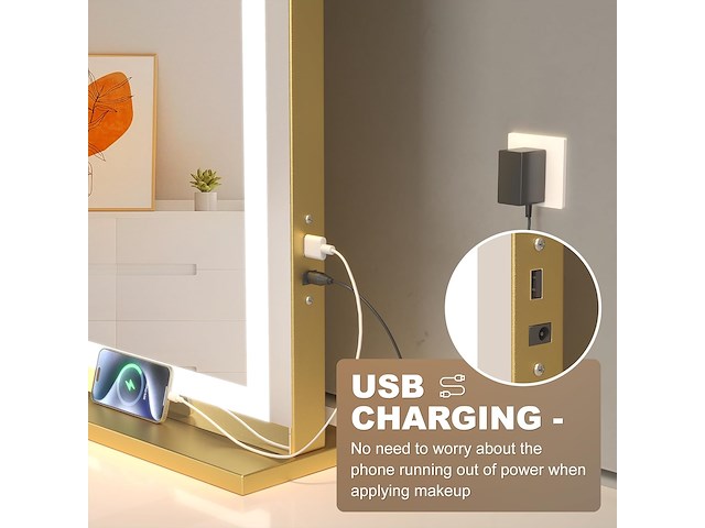 Hasipu make-upspiegel met verlichting - afbeelding 2 van  5