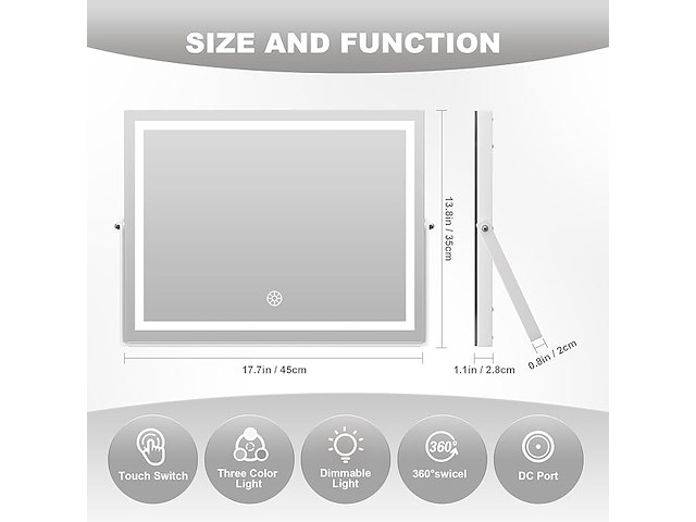 Hasipu make-upspiegel met verlichting - afbeelding 2 van  4