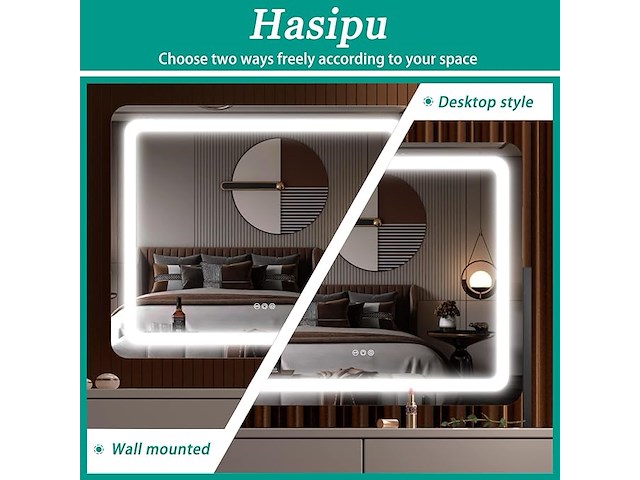 Hasipu make-upspiegel met verlichting - afbeelding 2 van  6