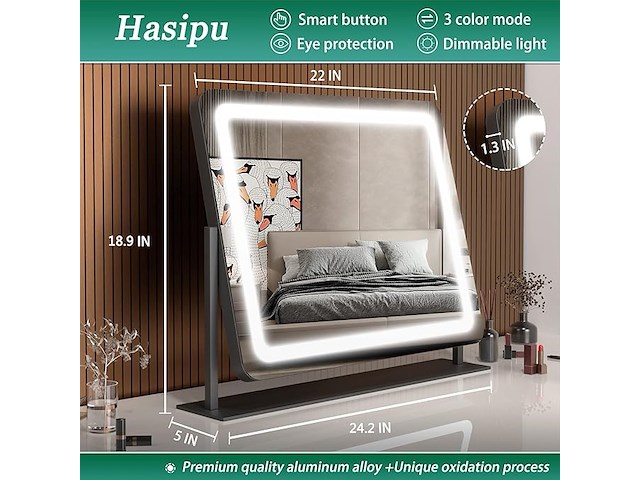 Hasipu make-upspiegel met verlichting - afbeelding 5 van  6