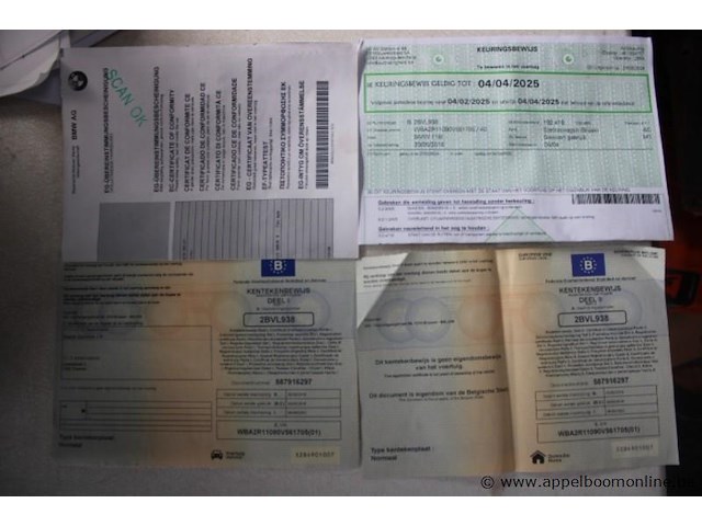 Hatchback bmw, 116i, wba2r11090v561705, 1e insch 30/05/2016, 1499cm³, 80kw, benzine, euro 6b, 192418km vlgs ltst keuring (2025), inschrijvingsbewijs deel i en ii, keuringsbewijs (geldig tot 04/04/2025), gelijkvormigheidsattest - afbeelding 2 van  14