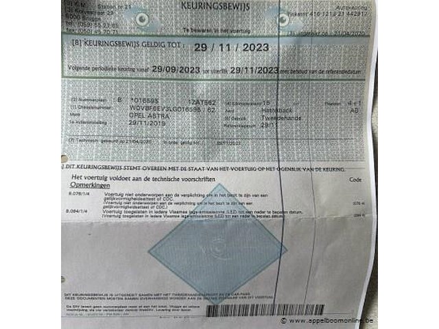 Hatchback opel, astra, w0vbf6ev3lg016595, 1e insch 28/11/2019, 1598cm³, 90kw, diesel, euro 6, 187124km, zonder boorddocumenten, koper ontvangt een attest van verlies van de boorddocumenten van de gerechtsdeurwaarder - afbeelding 7 van  16